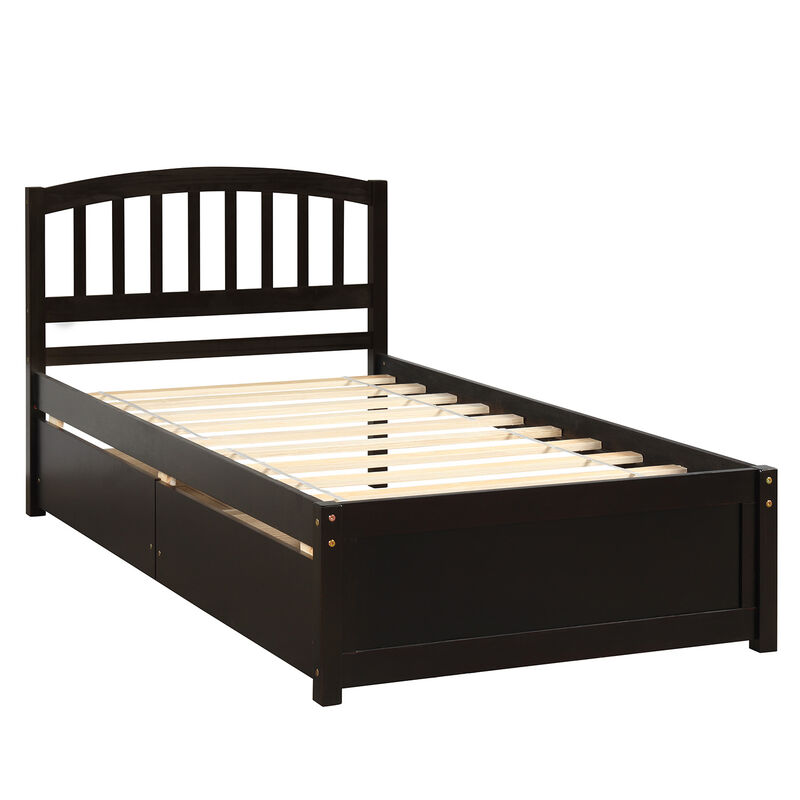 Merax Wood Bed Frame with Two Drawers