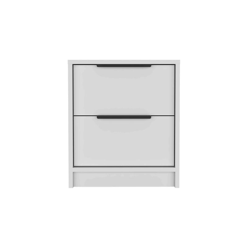 Streamdale Kaia Nightstand, Two Drawers, Metal Handle - White