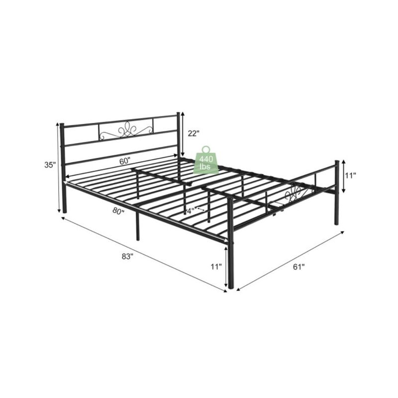 Hivvago Metal Bed Frame with Headboard and Footboard