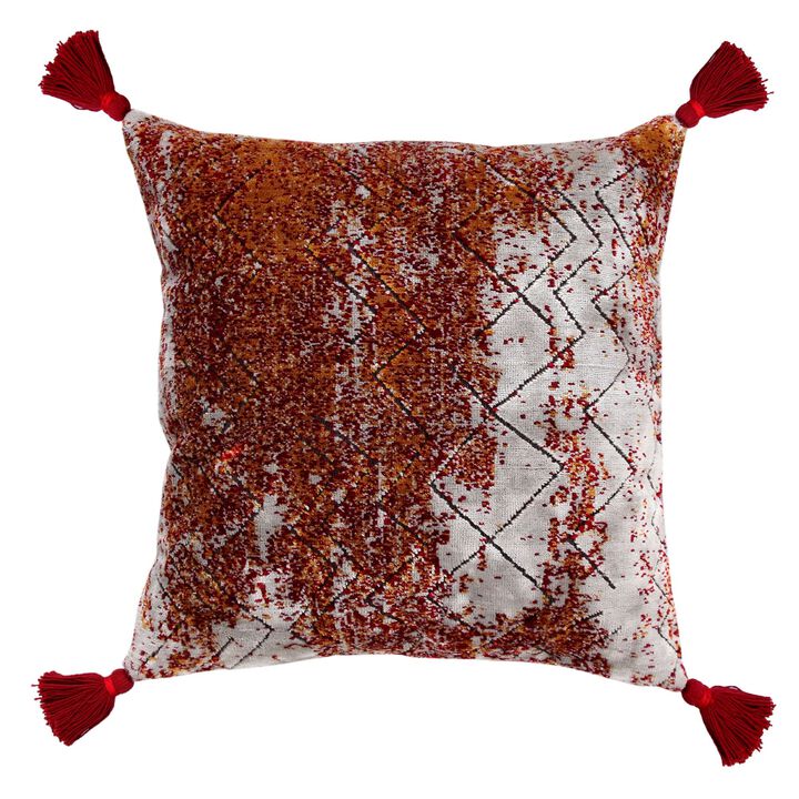 20" Red and Silver Traditional Textured Square Throw Pillow
