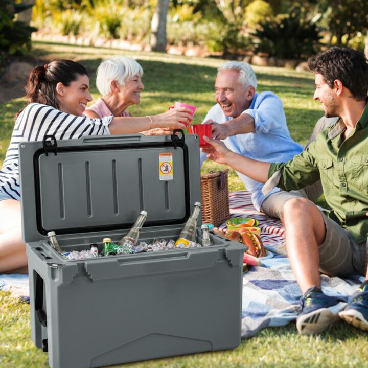 Hivvago 50 QT Rotomolded Cooler Insulated Portable Ice Chest with Integrated Cup Holders