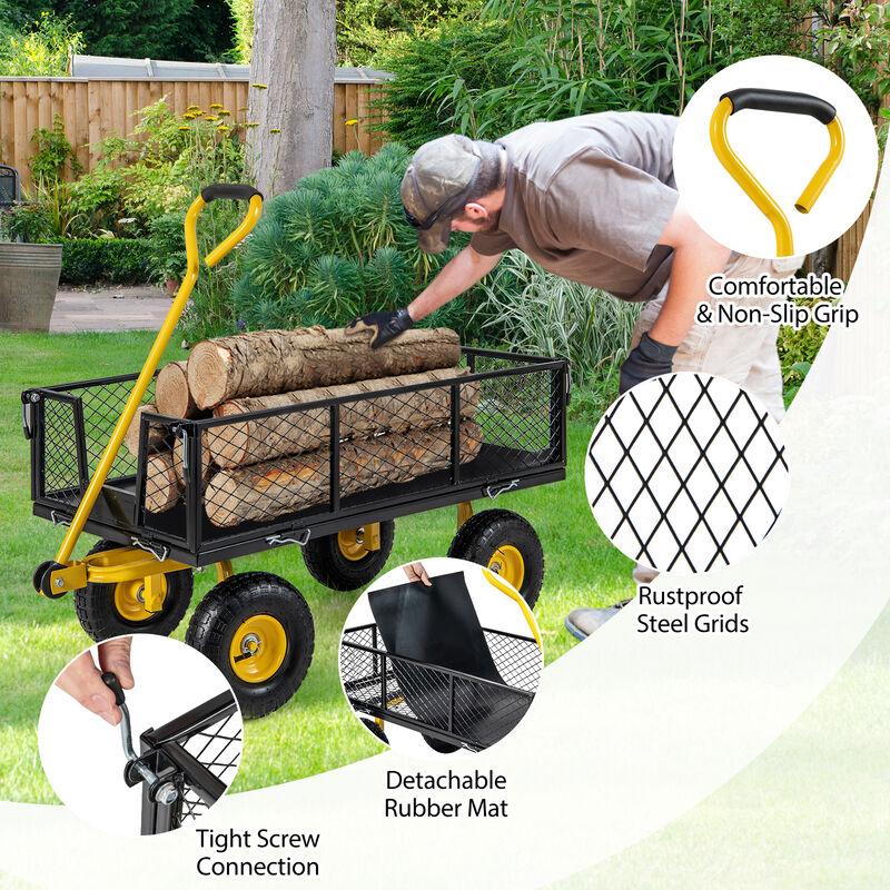 Utility Garden Wagon with 4 Removable Side Panels and Load Capacity