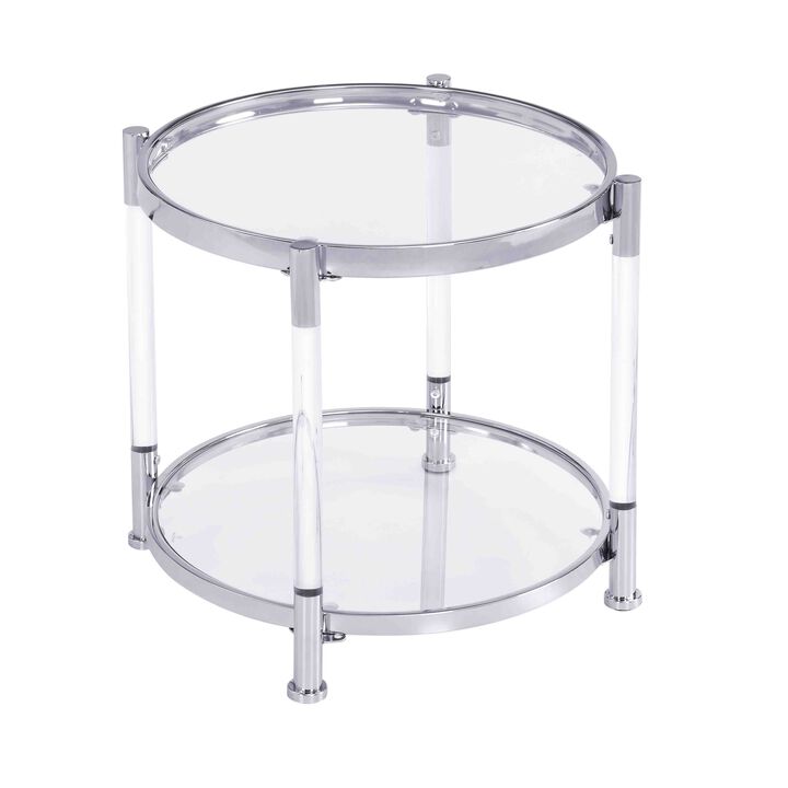 Contemporary Acrylic End Table with Glass Top