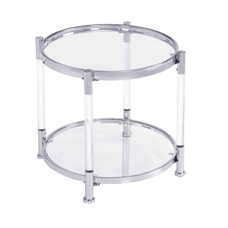 Contemporary Acrylic End Table with Glass Top