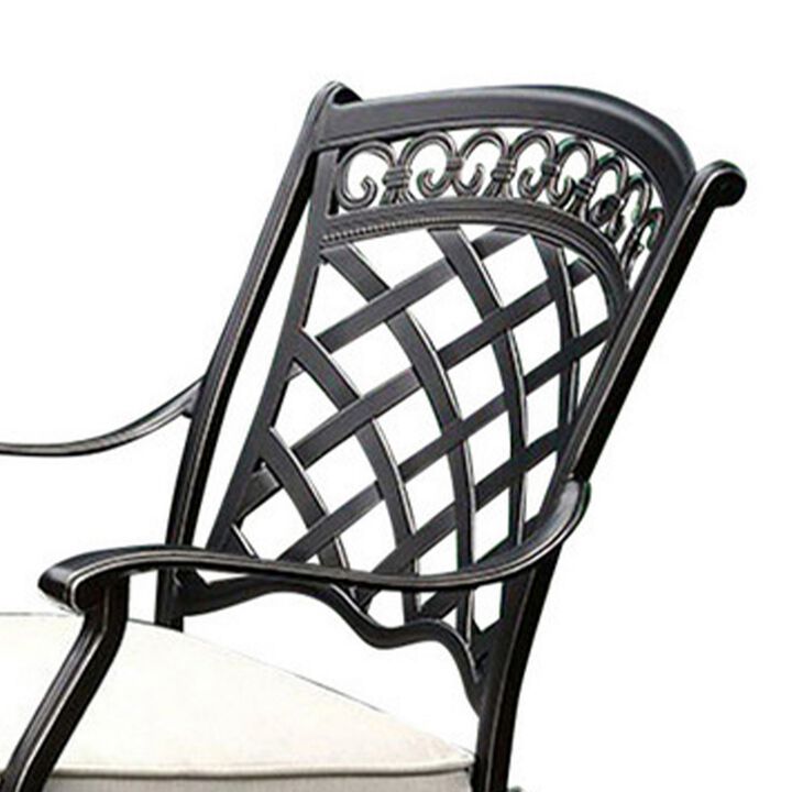 CHARISSA Transitional Arm Chair, Pack Of Two, Antique Black-Benzara
