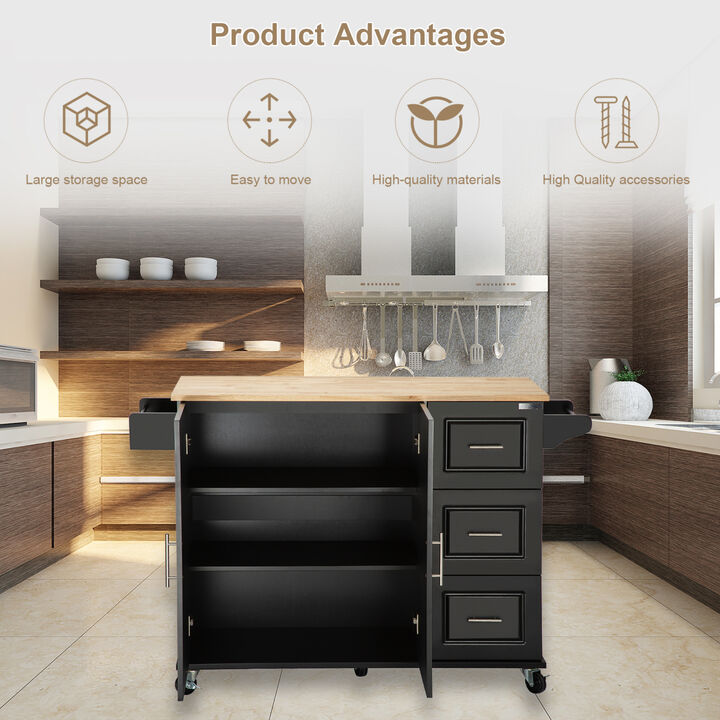 Streamdale Mobile Kitchen Island with Extendable Table