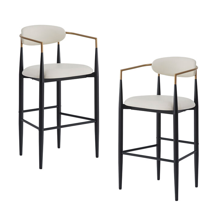 Merax Counter Height Upholstered Bar Stools with Metal Legs( 2 PCS)