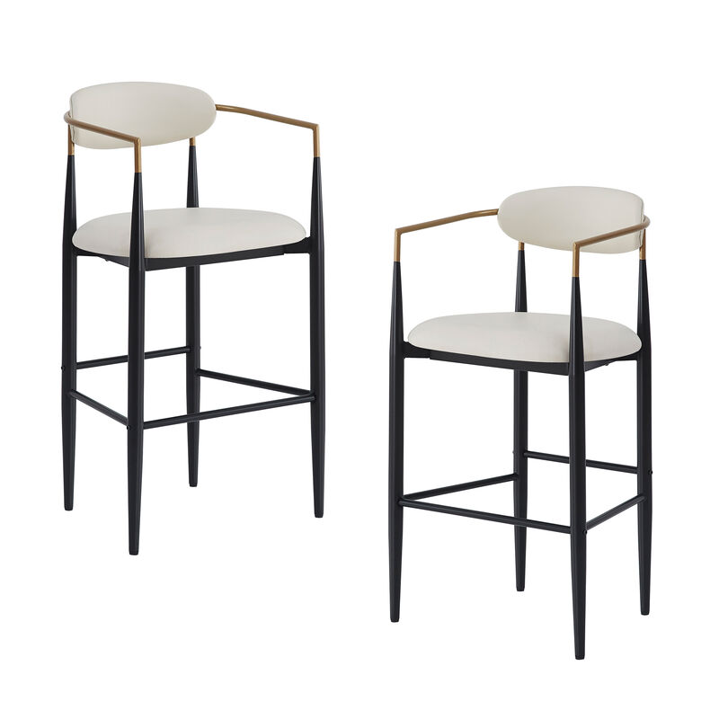 Merax Counter Height Upholstered Bar Stools with Metal Legs( 2 PCS)