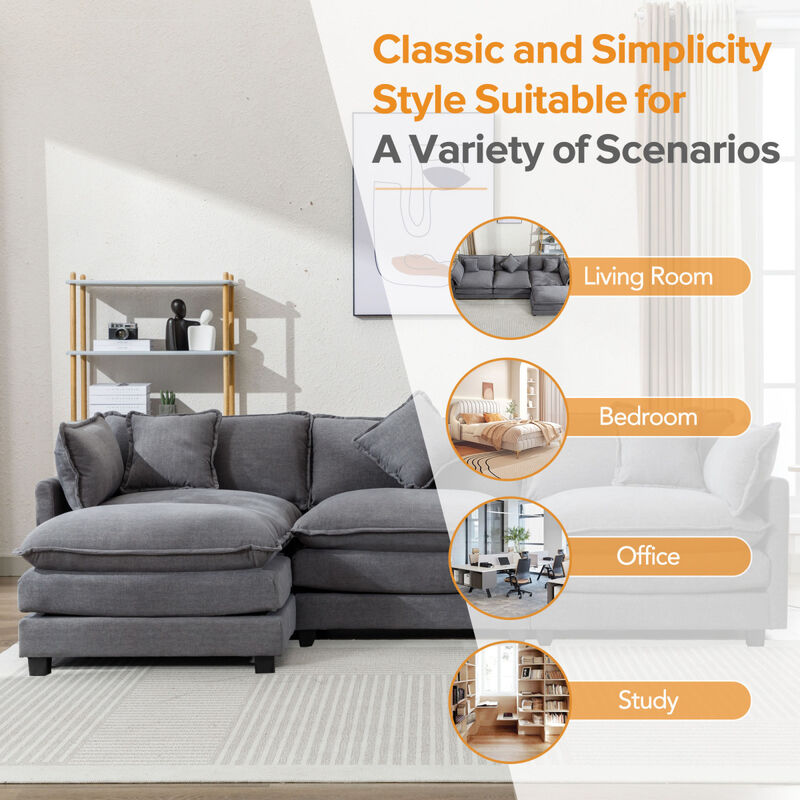 112.2" L-Shape Chenille Upholstered Sofa