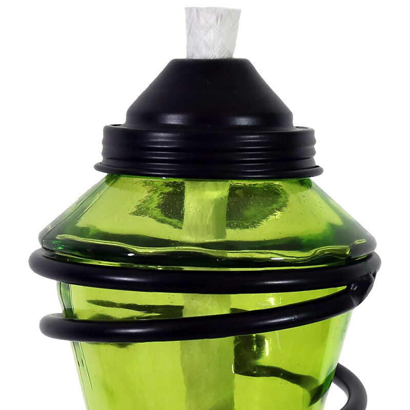 Sunnydaze Set of 2 2-in-1 Swirling Metal Glass Lawn Torches