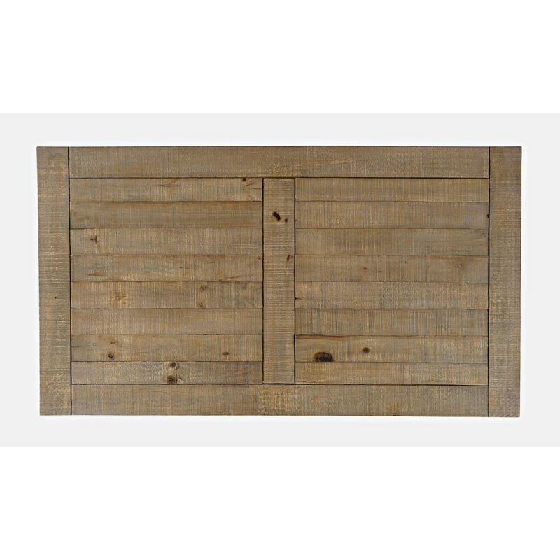 Jofran Carlyle Crossing Modern Rustic Distressed Solid Wood Coffee Table with Trestle