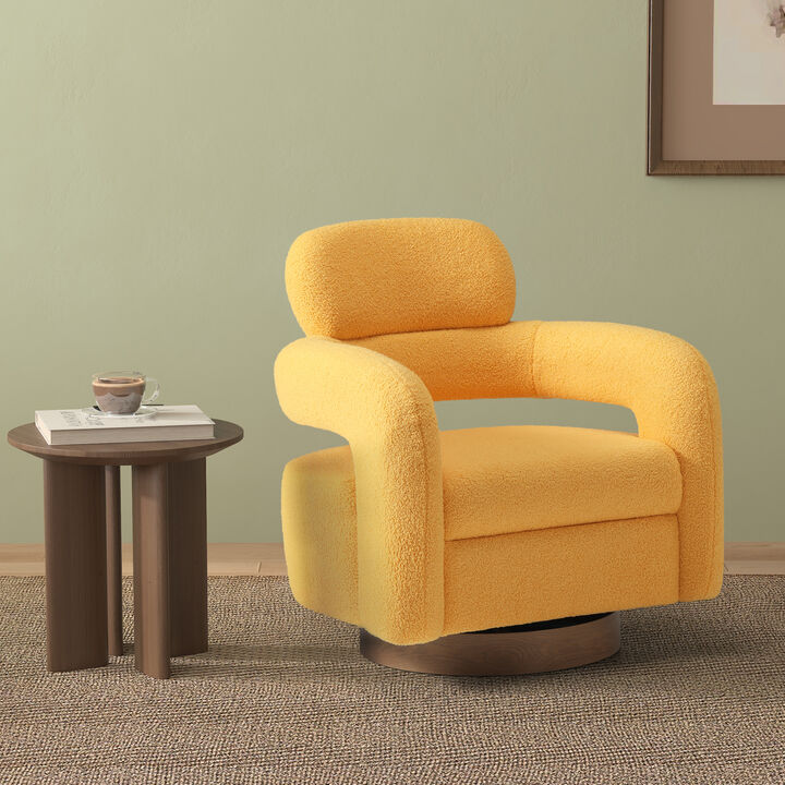 WestinTrends Mid-Century Modern Sherpa Swivel Barrel Accent Chair