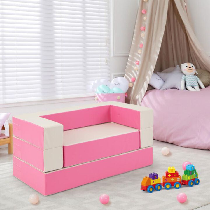Hivvago 8-Piece 4-in-1 Kids Climb and Crawl Foam Playset-Pink