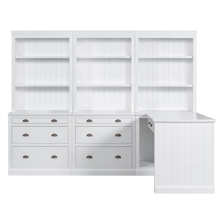 83.4"Tall 2 Bookshelf & 1 Writting Desk Suite, Modern Bookcase Suite