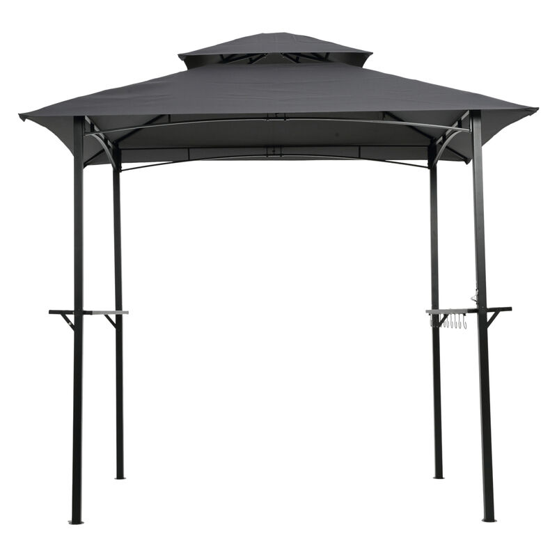 8x5FT Grill Gazebo Replacement Canopy, Double Tiered Bbq Tent Roof Top Cover