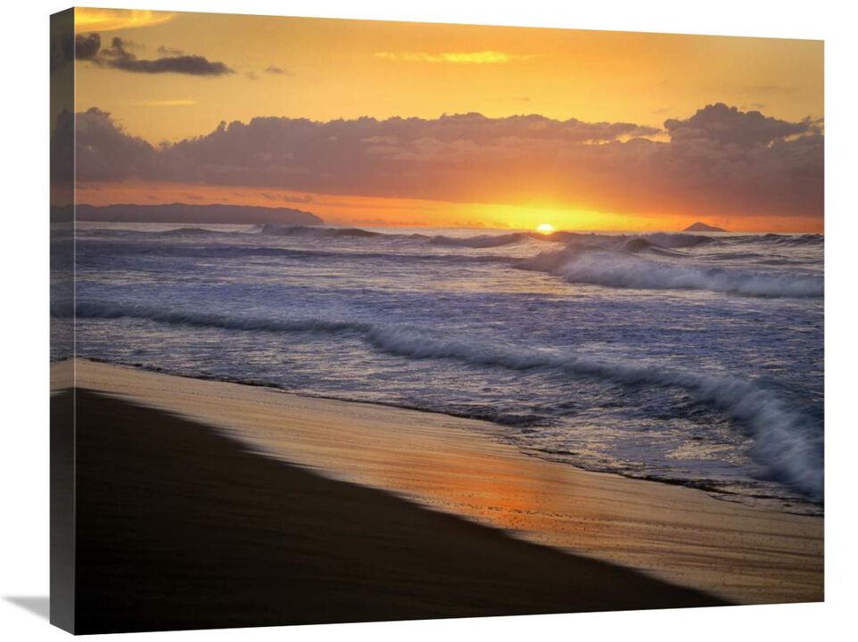 Sunset over Polihale Beach, Kauai, Hawaii-Canvas Art-28x22