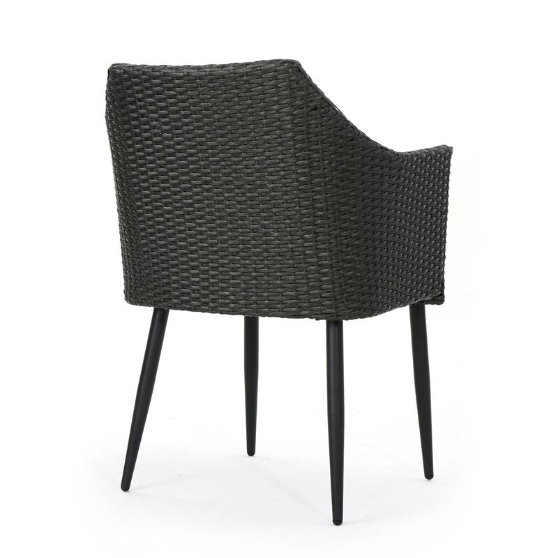 Kenny Outdoor Accent Chair Set of 2, Gray Polyester, PE Rattan, Iron
