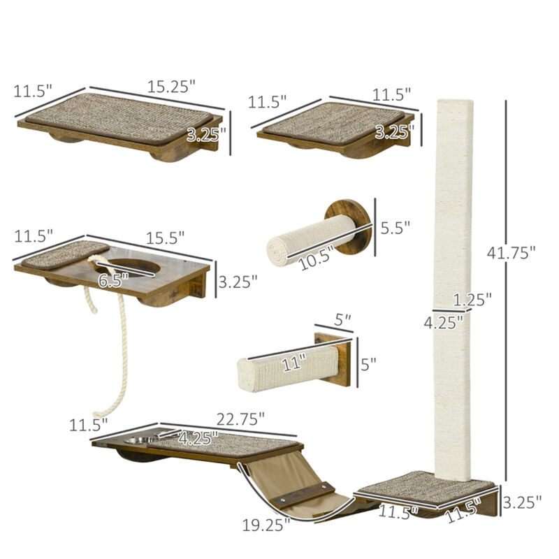 Cat Wall Shelves, Cat Trees & Climbing Tower with Scratching Posts and Perches for Cats