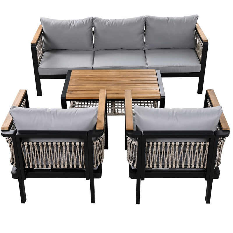Merax 4 Pieces Outdoor Sectional Sofa Cnversation Set