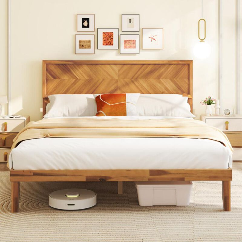 Bed Frame with Headboard and Storage Space for Practical and Stylish Bedroom Organization