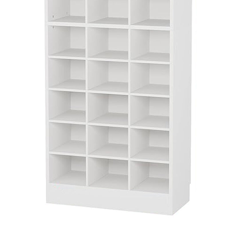 Shoe Cabinet, 10 Tier, White Wood Finish, 30 Open Shelves, 71 Inch - Benzara