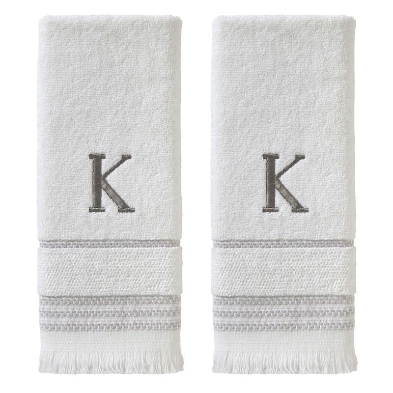 SKL Home By Saturday Knight Ltd Casual Monogram Hand Towel Set K - 2-Count - 16X26", White