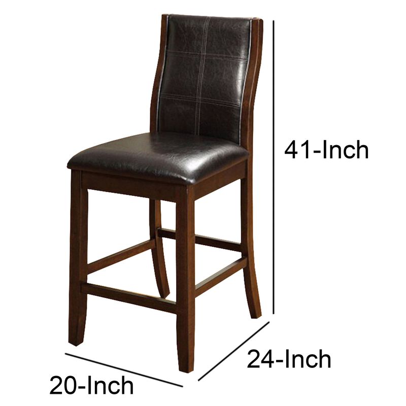 Townsend II Leatherette Parson Chair Counter Height Chair, Set Of 2-Benzara