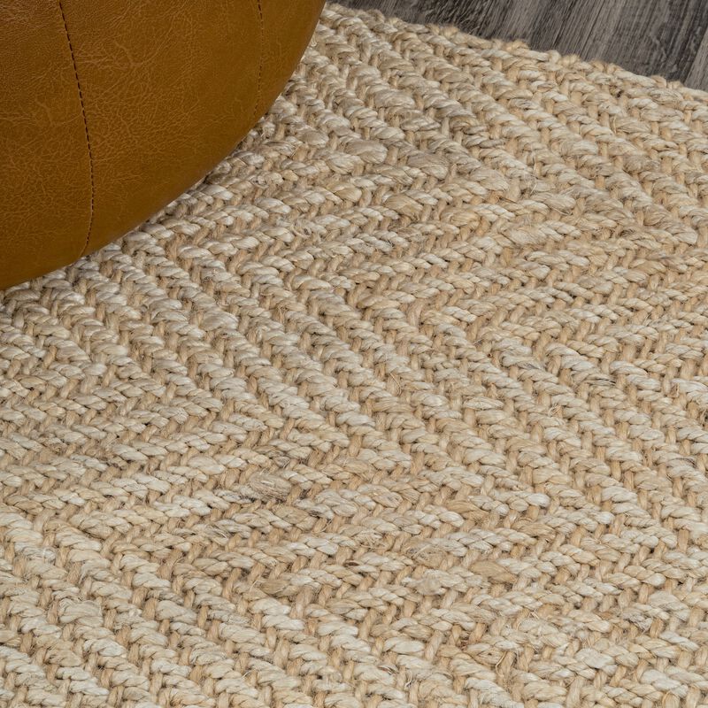 Espina Hand Woven Herringbone Chunky Jute Ivory Rug