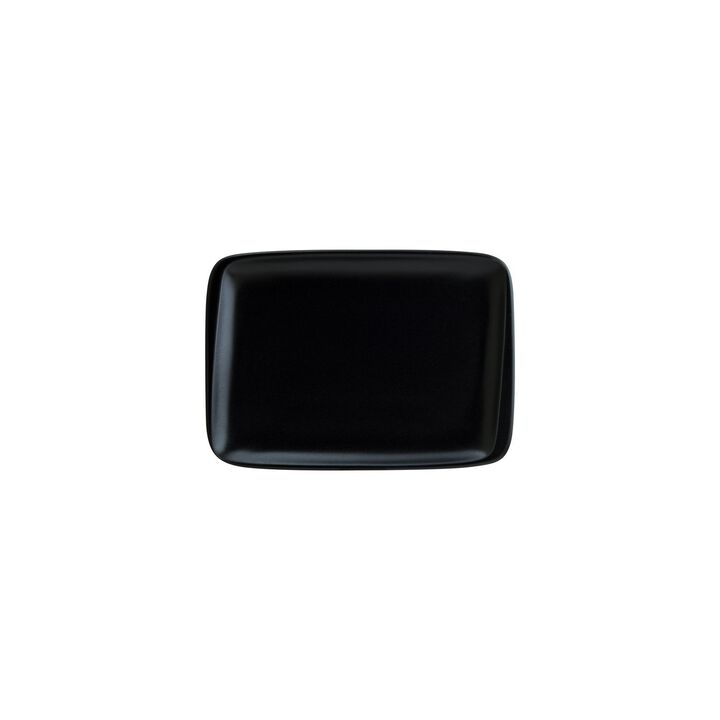 Notte 9" x 6" Rectangular Black Porcelain Plate (Set of 2)