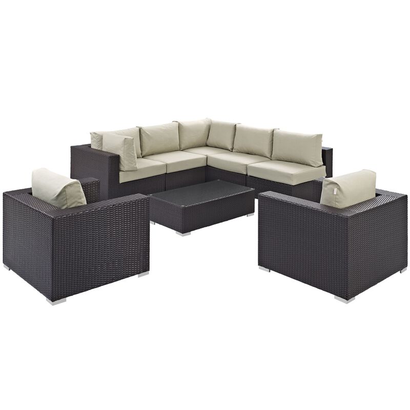 Convene Outdoor Sectional Set - Durable Rattan Weave, All-Weather Cushions, Versatile Furniture for Patio, Backyard, Poolside. Includes Coffee Table, Armless Sections, Armchair Sections, Corner Sections.