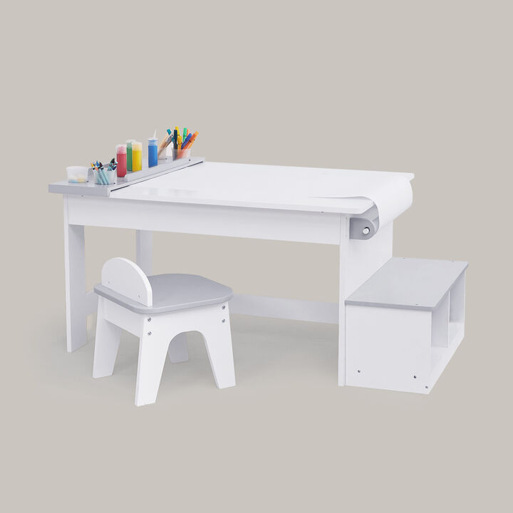 Fantasy Fields - Little Artist Monet Play Art Table Kids Furniture - White/Gray