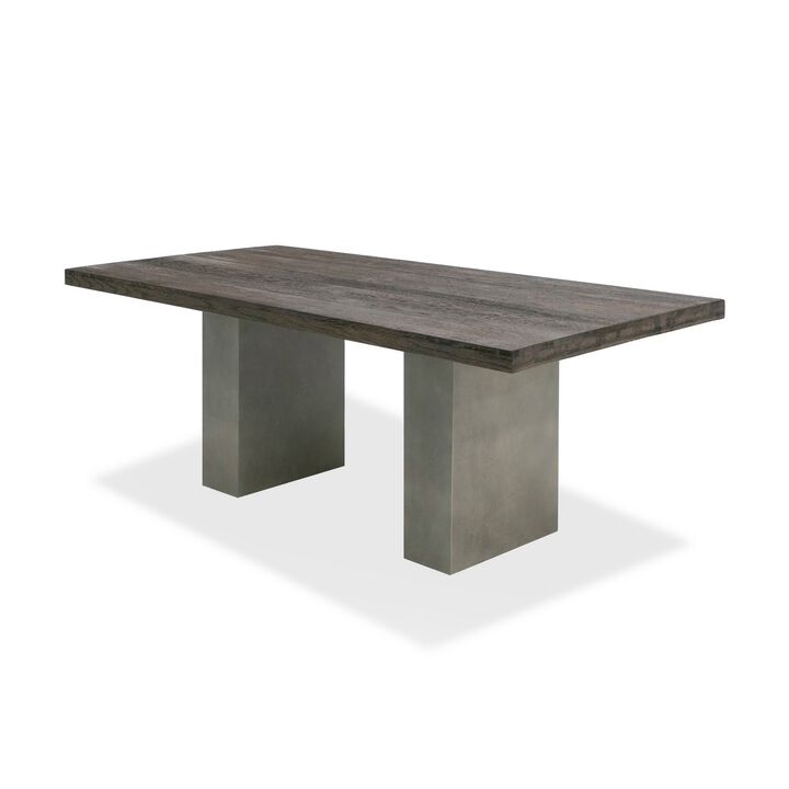 Cid Ari 94 Inch Dining Table, Heritage Oak Rectangular Top, Dark Gray - Benzara