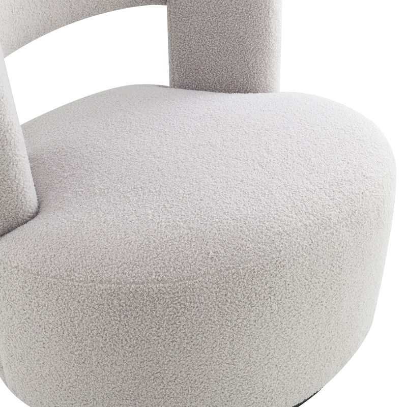 Merax Soft Teddy Fabric Swivel Barrel Chair