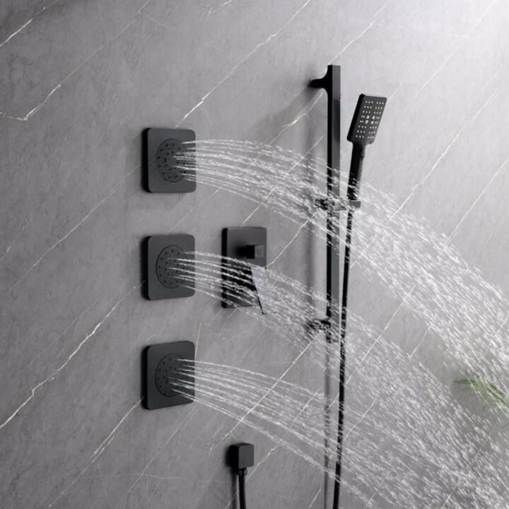 Luxury Shower Systems Wall-Mounted Rainfall Shower Head & Handheld Combo for Modern Bathrooms