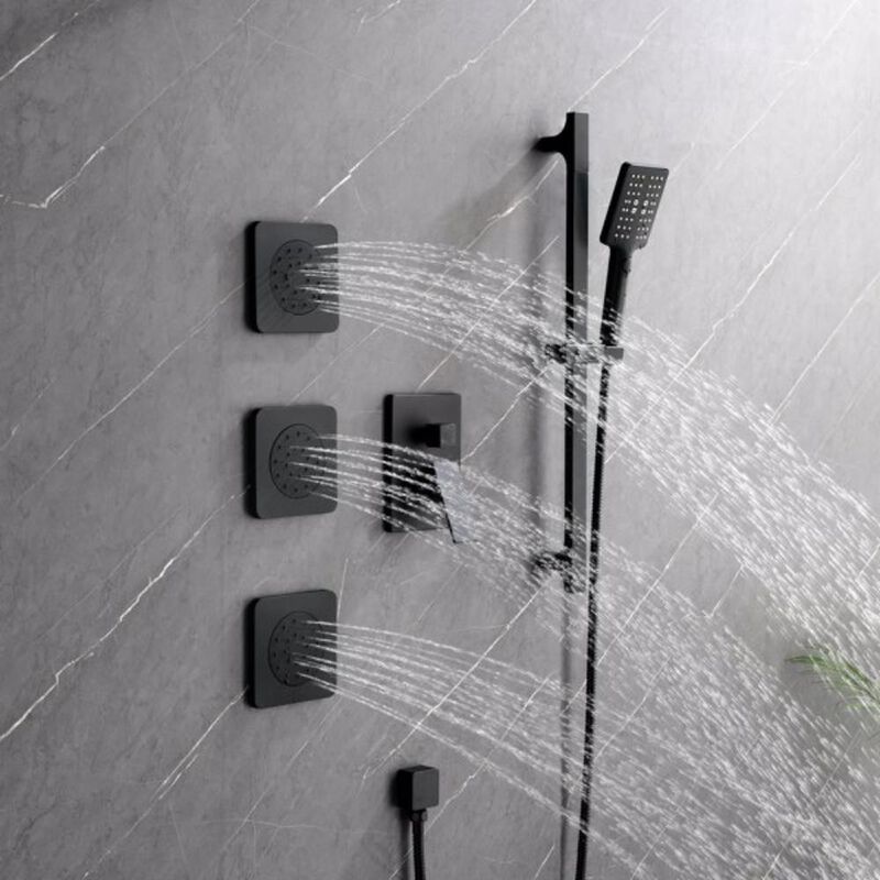 Luxury Shower Systems Wall-Mounted Rainfall Shower Head & Handheld Combo for Modern Bathrooms