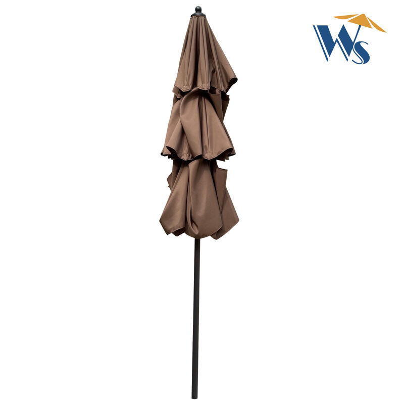 9FT 3-Tiers Outdoor Patio Umbrella With Crank And Tilt And Wind Vents For Garden Backyard