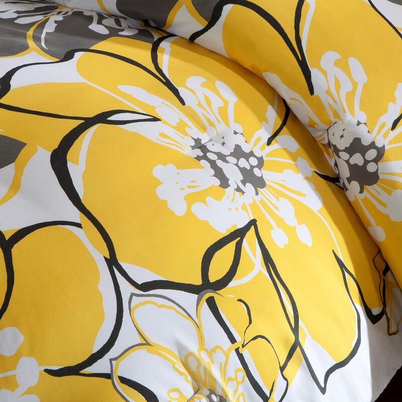 Belen Kox Yellow Floral Printed Comforter Set, Belen Kox