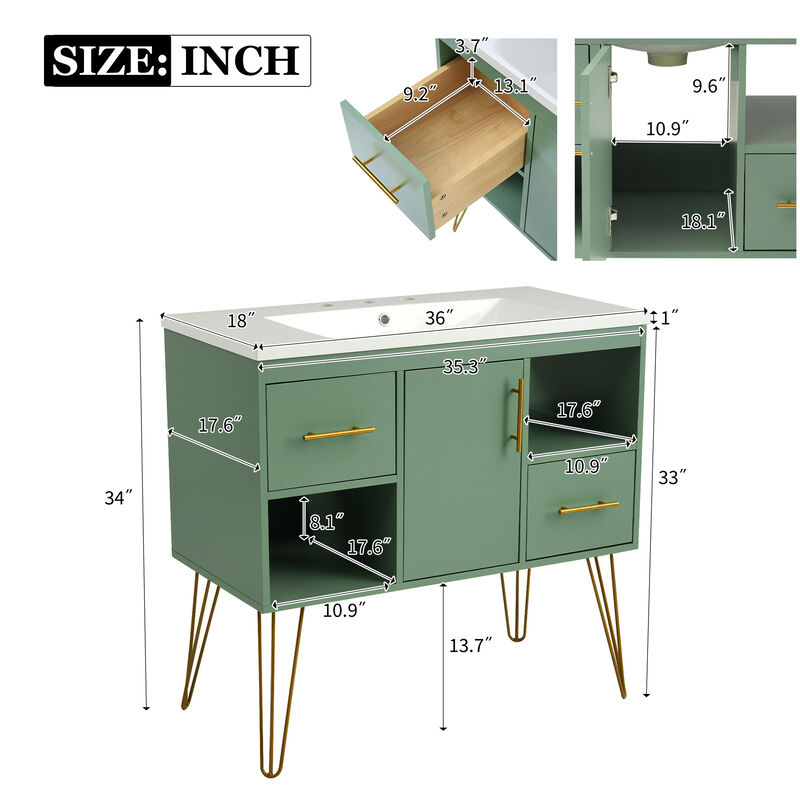 Merax 36'' Bathroom Vanity with Resin Sink