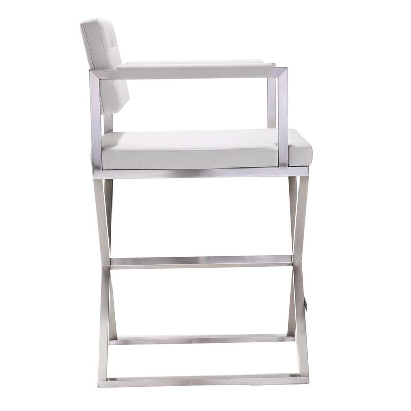 Belen Kox Contemporary White Steel Counter Stool, Belen Kox