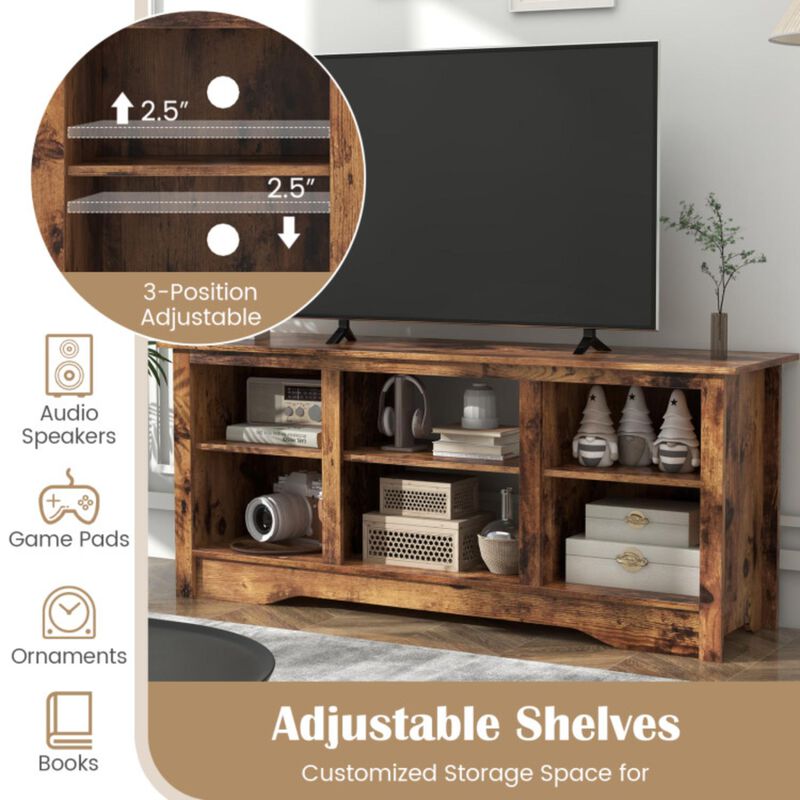 Hivvago TV Stand for up to 65" Flat Screen TVs with Adjustable Shelves for 18" Electric Fireplace (Not Included)