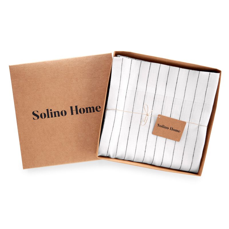 Solino Home 100% Pure Linen Pinstripe Curtain for Thanksgiving, Christmas