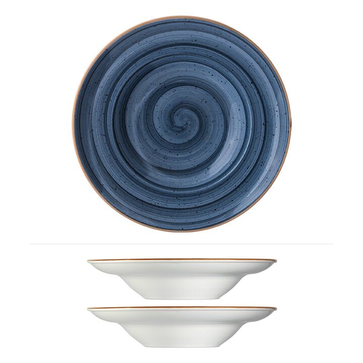 Dusk dia.9.5" h:2" 14 oz. Round Blue Porcelain Bowl (Set of 2)