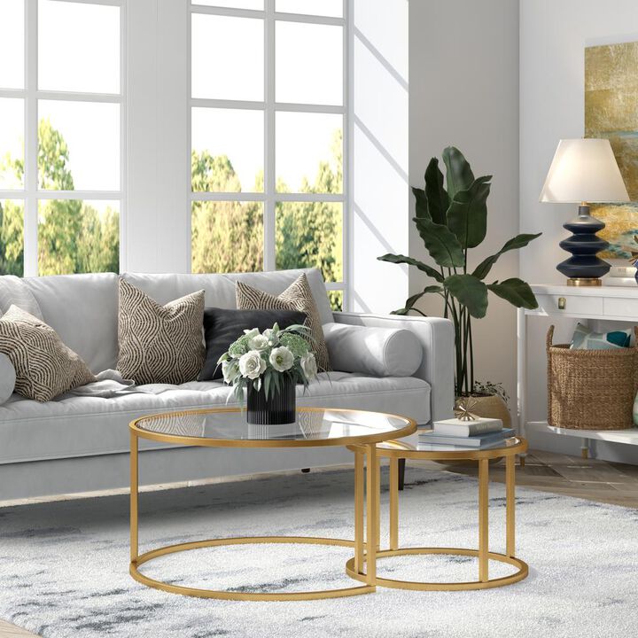 Hudson&Canal Watson Round Nested Coffee Table in Brass