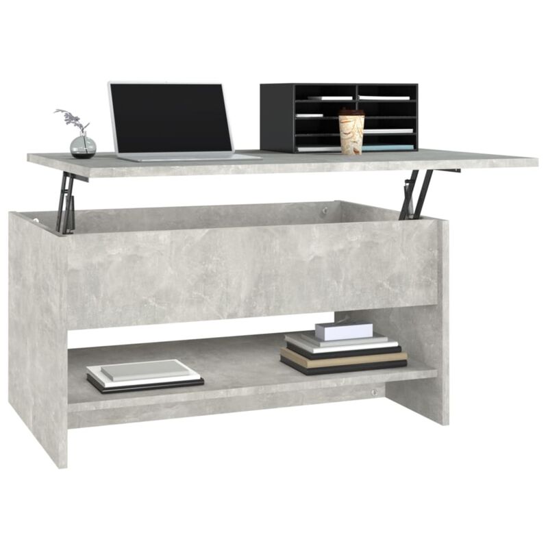 vidaXL Modern Coffee Table - Concrete Gray, Engineered Wood, Rectangular, Easy Assembly, Sturdy Design, Stylish Living Room Furniture