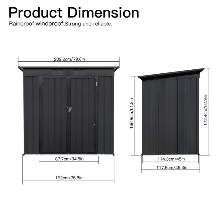 Metal Garden Sheds 4FTx6FT Outdoor Storage Sheds Black