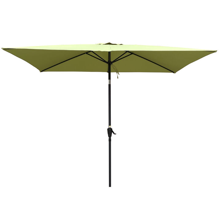 6 X 9FT Patio Umbrella Outdoor Waterproof Umbrella With Crank And Push Button Tilt
