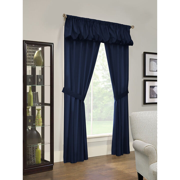 Commonwealth Thermalogic Prescott 5-Piece Window Covering Set With 3" Rod Pocket - 80"x63" - Navy
