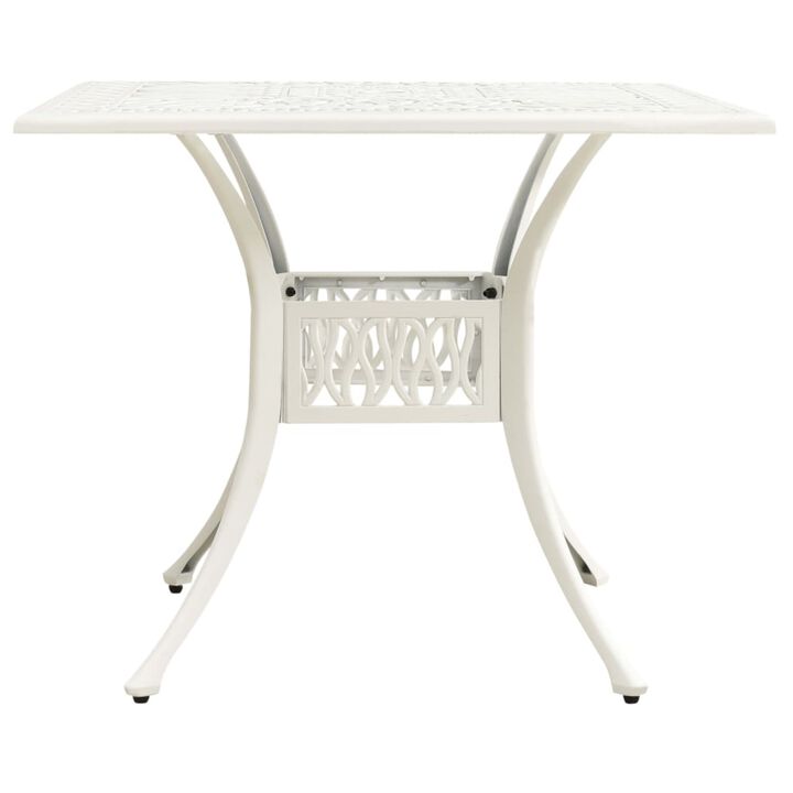 vidaXL Garden Table White 35.4"x35.4"x28.7" Cast Aluminum