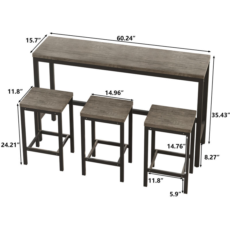 Merax Bar Dining Table with 3 Stools Dining Set