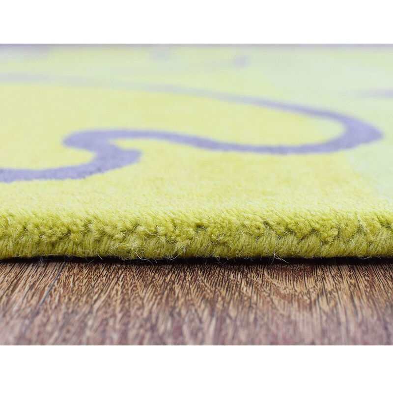 RUGSOTIC CARPETS HAND TUFTED WOOL ECO-FRIENDLY AREA RUGS  - 5'x7'6'', Rectangle Shape, Green, Floral Modern Design, High Pile Thick Handmade Anti Skid Area Rugs for Living Room, Bed Room (K03108)